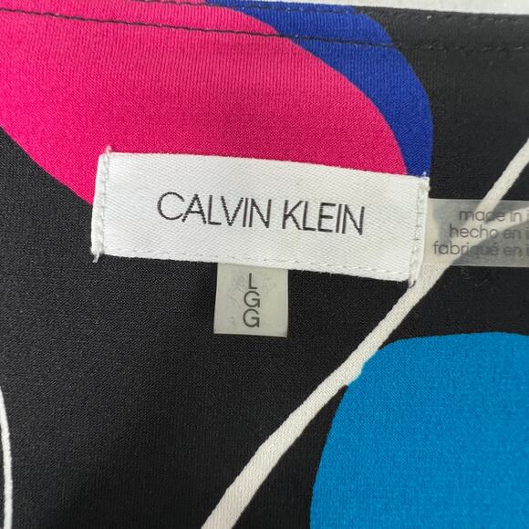 Calvin Klein Womens Colorful Long Sleeve Blouse L Balloon Sheer Sleeve Top - Picture 2 of 8